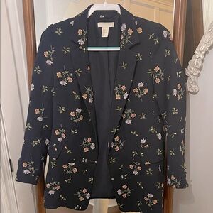 H&M Navy Floral Blazer size 2